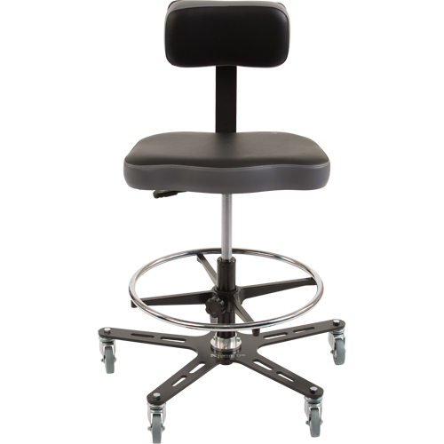 TF160 Industrial Grade Ergonomic Chair, Mobile, Adjustable, 20-1/2" - 28-1/2", Vinyl Seat, Black/Grey Nia-Chem Ltd.
