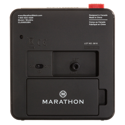 R&eacute;veille-matin de bureau, Analogique, &agrave; piles, 3,5" la x 1,5" p x 3,75" h, Noir Nia-Chem Ltd.