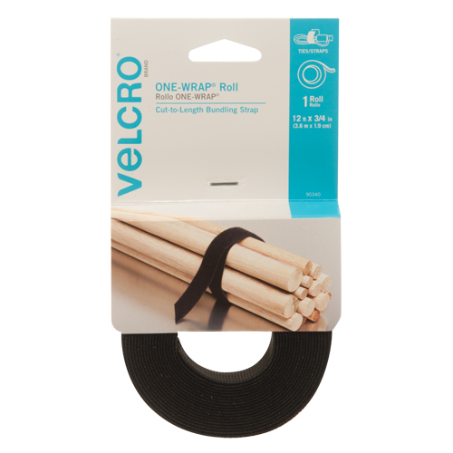 Ruban d'attaches One-Wrap, Boucle et crochet, 12' x 3/4", Auto-aggripant, Noir Nia-Chem Ltd.