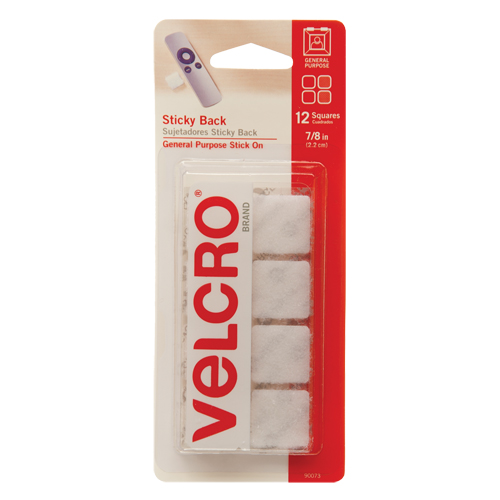 Attaches en carr&eacute;e, Boucle et crochet, 7/8" dia., Adh&eacute;sif, Blanc Nia-Chem Ltd.