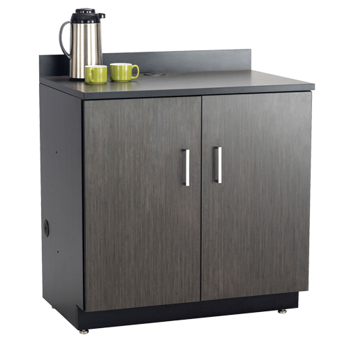 Modular Base Cabinet, Melamine, 2 Shelves, 39" H x 36" W x 25" D, Asian Night/Black Nia-Chem Ltd.