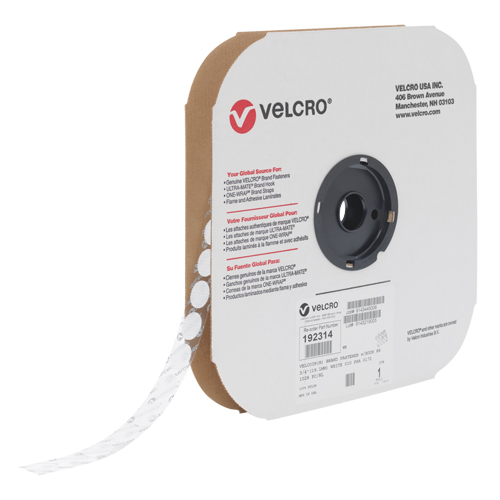 Attache Velcoin, Crochet, 3/4" dia., Adh&eacute;sif, Blanc Nia-Chem Ltd.