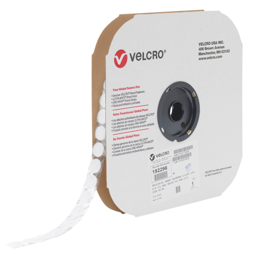 Attache Velcoin, Boucle, 3/4" dia., Adh&eacute;sif, Blanc Nia-Chem Ltd.