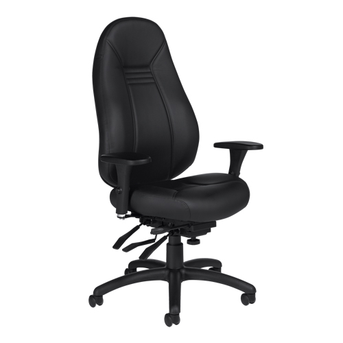 High Back Comfort Chair, Leather, Black, 300 lbs. Capacity Nia-Chem Ltd.