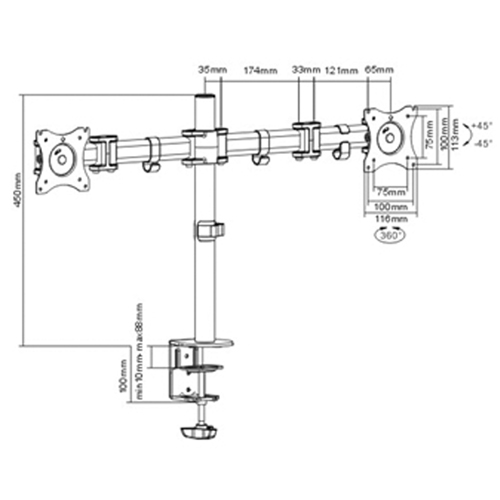 Bras double pour moniteur ActivErgo Nia-Chem Ltd.
