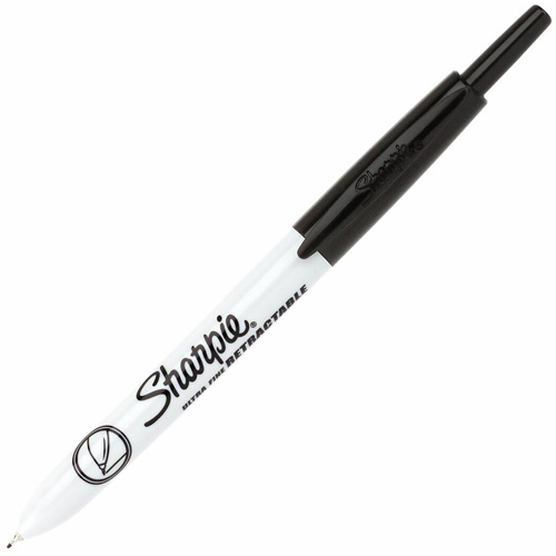 Retractable Permanent Marker, Ultra Fine, Black Nia-Chem Ltd.