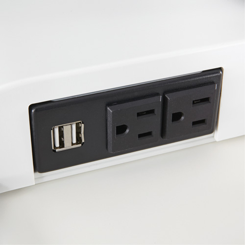 Soar Sit/Stand Electric Desk with Dual Monitor Arm, Desktop Unit, 37-1/4" H x 27-3/4" W x 22" D, White Nia-Chem Ltd.