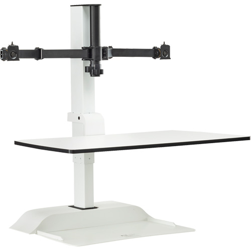 Soar Sit/Stand Electric Desk with Dual Monitor Arm, Desktop Unit, 37-1/4" H x 27-3/4" W x 22" D, White Nia-Chem Ltd.