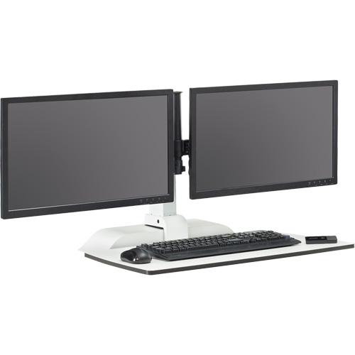 Soar Sit/Stand Electric Desk with Dual Monitor Arm, Desktop Unit, 37-1/4" H x 27-3/4" W x 22" D, White Nia-Chem Ltd.