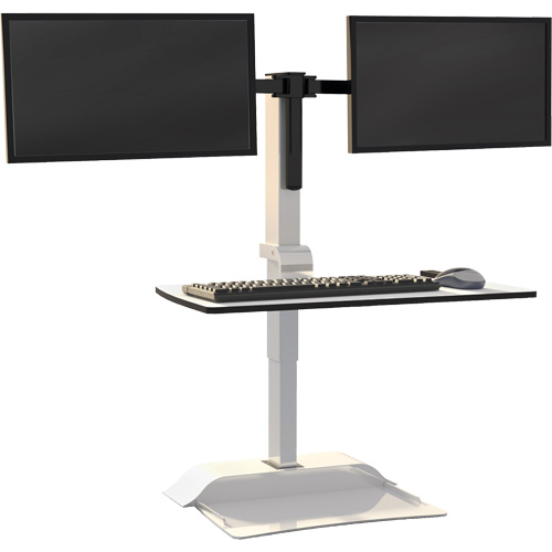 Soar Sit/Stand Electric Desk with Dual Monitor Arm, Desktop Unit, 37-1/4" H x 27-3/4" W x 22" D, White Nia-Chem Ltd.