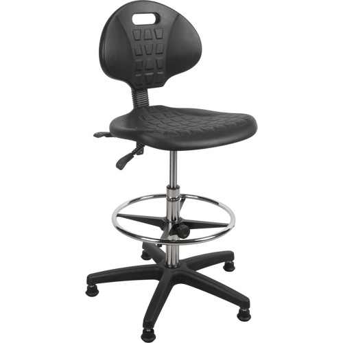 Heavy-Duty Ergonomic Stool, Stationary, Adjustable, 39” - 48”, Polyurethane Seat, Black Nia-Chem Ltd.