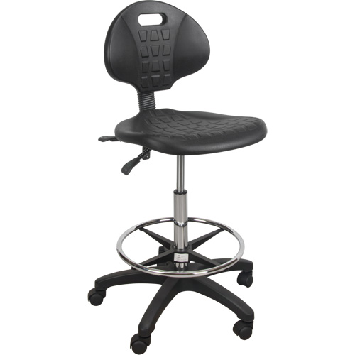 Heavy-Duty Ergonomic Stool, Mobile, Adjustable, 39" - 48", Polyurethane Seat, Black Nia-Chem Ltd.