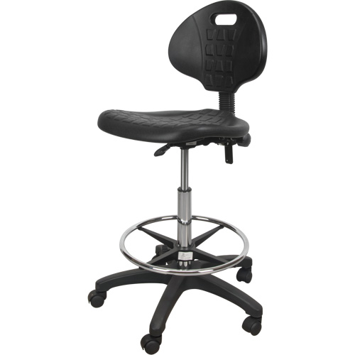 Heavy-Duty Ergonomic Stool, Mobile, Adjustable, 39" - 48", Polyurethane Seat, Black Nia-Chem Ltd.