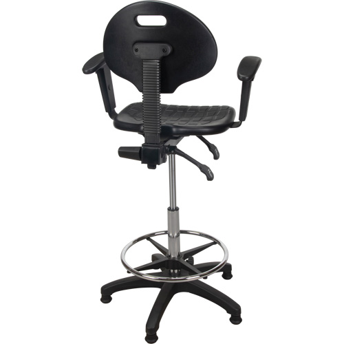 Heavy-Duty Ergonomic Stool with Adjustable Arm Rests, Stationary, Adjustable, 39" - 48", Polyurethane Seat, Black Nia-Chem Ltd.