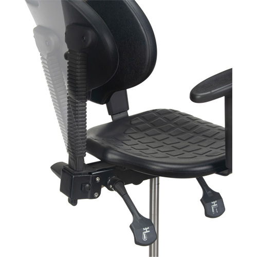 Heavy-Duty Ergonomic Stool with Adjustable Arm Rests, Stationary, Adjustable, 39" - 48", Polyurethane Seat, Black Nia-Chem Ltd.