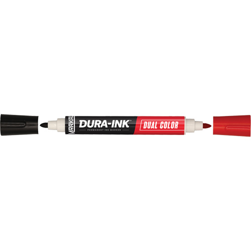 Markal&reg; Dura-Ink&reg; Dual Colour Permanent Ink Marker, Bullet, Black/Red Nia-Chem Ltd.
