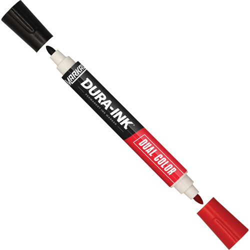 Marqueur &agrave; encre permanente et double couleur Markal Dura-Ink, Noir/Rouge, Pointe Ronde Nia-Chem Ltd.
