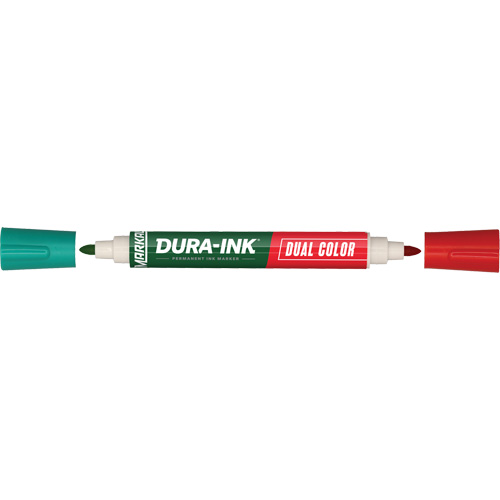 Marqueur &agrave; encre permanente et double couleur Markal Dura-Ink, Ronde, Vert/Rouge Nia-Chem Ltd.