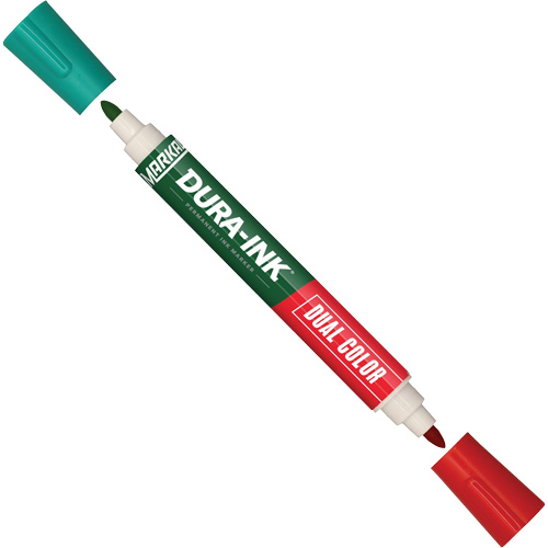 Markal&reg; Dura-Ink&reg; Dual Colour Permanent Ink Marker, Green/Red, Bullet Tip Nia-Chem Ltd.
