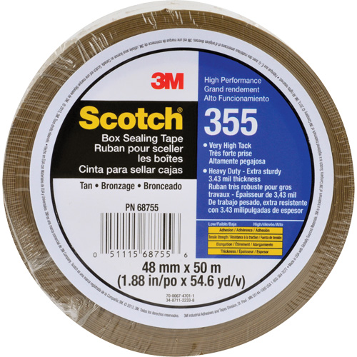 Ruban d'emballage Scotch 355, Adh&eacute;sif Thermofusible, 3,4 mils, 48 mm (1-22/25") x 50 m (164') Nia-Chem Ltd.