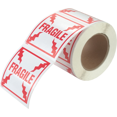 &eacute;tiquettes pour traitement sp&eacute;cial Fragile, 4" lo x 4" la, Rouge/blanc Nia-Chem Ltd.