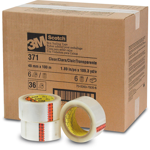 Scotch&reg; Box Sealing Tapes 371, Hot Melt Adhesive, 2 mils, 48 mm (1-22/25") x 100 m (328') Nia-Chem Ltd.