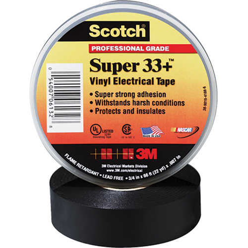 Scotch&reg; Super 33 Tape, 19 mm (3/4") x 20.1 m (66'), Black, 7 mils Nia-Chem Ltd.