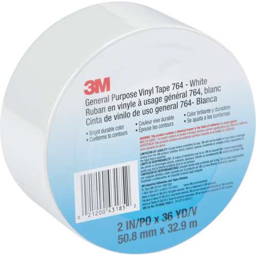 General Purpose Vinyl Tape 764, 48 mm (2") W x 32.9 m (108') L, White Nia-Chem Ltd.