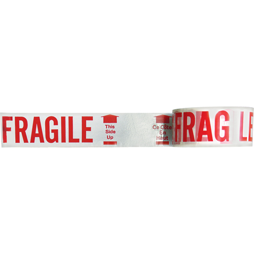 Ruban imprim&eacute; bilingue – Fragile ce c&ocirc;t&eacute; en haut, Rouge/blanc Nia-Chem Ltd.