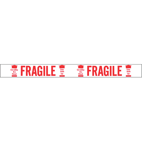 Ruban imprim&eacute; bilingue – Fragile ce c&ocirc;t&eacute; en haut, Rouge/blanc Nia-Chem Ltd.