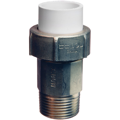 Raccord union, 1" x 3/4", Laiton/PVC-C, Embout femelle x PEX cannel&eacute; Nia-Chem Ltd.