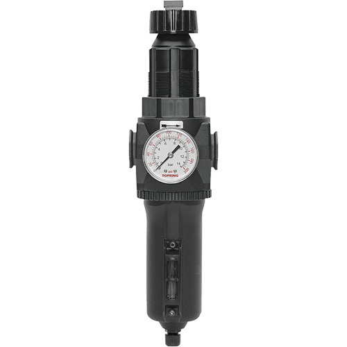 Manual Drain Filter/Regulator with Metal Bowl & Gauge Modulair 400, 1/2" NPT, 200 psi, 9.1 fl. oz. Capacity Nia-Chem Ltd.