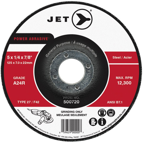 A24R Power Abrasive Grinding Wheel, 4-1/2" x 1/4", 7/8" Arbor, Type 27 Nia-Chem Ltd.