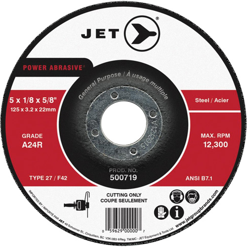 Power Abrasive Cut-Off Wheel, 7" x 1/8", 7/8" Arbor, Type 27, 8500 RPM Nia-Chem Ltd.