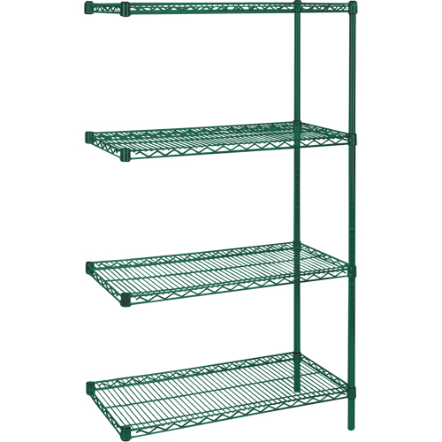 &eacute;tag&egrave;res robustes en treillis m&eacute;tallique au fini &eacute;poxy vert, Ensemble de Ajout, 4 Tablettes, 30" la x 63" h x 14" p Nia-Chem Ltd.