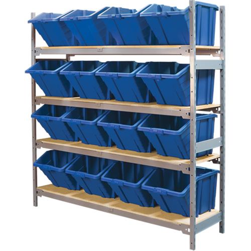 Wide Span Shelving with Jumbo Plastic Bins, Steel, Boltless, 800 lbs. Capacity, 66" W x 72" H x 18" D Nia-Chem Ltd.