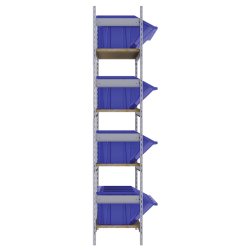 Wide Span Shelving with Jumbo Plastic Bins, Steel, Boltless, 800 lbs. Capacity, 66" W x 72" H x 18" D Nia-Chem Ltd.