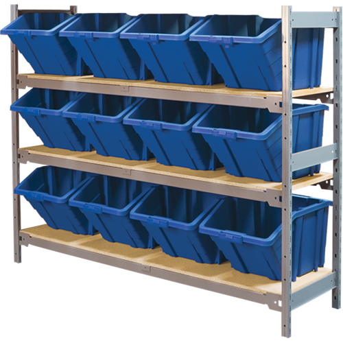 Wide Span Shelving with Jumbo Plastic Bins, Steel, Boltless, 800 lbs. Capacity, 66" W x 60" H x 18" D Nia-Chem Ltd.