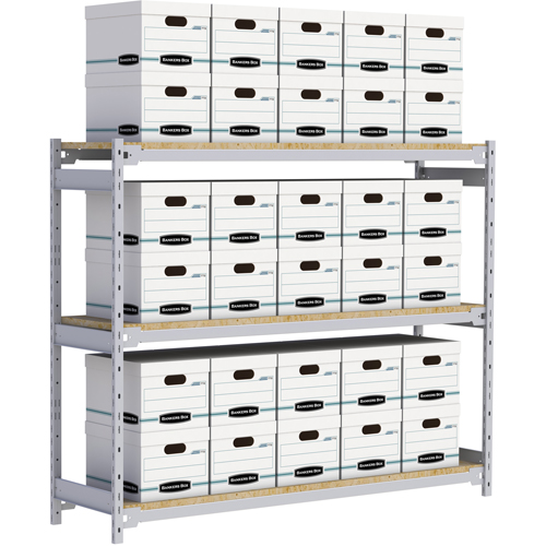 Wide Span Record Storage Shelving, Steel, 3 Shelves, 72" W x 18" D x 60" H Nia-Chem Ltd.