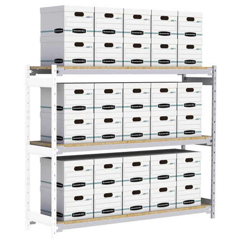 Wide Span Record Storage Shelving, Steel, 3 Shelves, 72" W x 18" D x 60" H, Add-On Kit Nia-Chem Ltd.