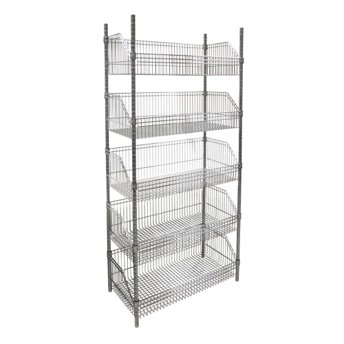 &eacute;tag&egrave;re &agrave; paniers-tablettes en treillis m&eacute;tallique, Tiers 5, 48" la x 74" h x 24" p Nia-Chem Ltd.