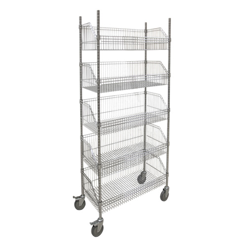 Wire Basket Shelving Cart, 5 Tiers, 36" W x 80" H x 18" D Nia-Chem Ltd.
