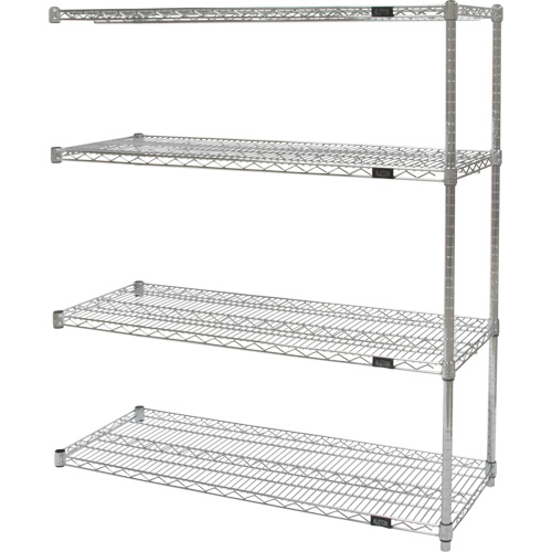 Heavy-Duty Chromate Wire Shelving, Add-On Kit, 4 Tiers, 30" W x 54" H x 18" D Nia-Chem Ltd.