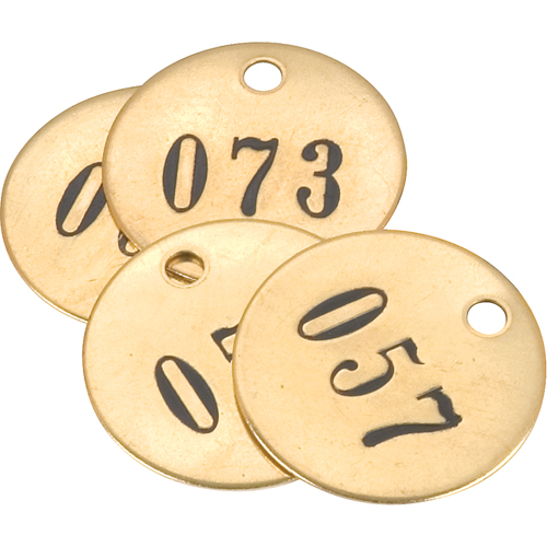 &eacute;tiquettes num&eacute;rot&eacute;es, # 051 - 075, Laiton, 1,5" dia. Nia-Chem Ltd.