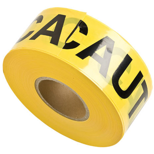 Barricade Tape, English, 3" W x 1000' L, 3 mils, Black on Yellow Nia-Chem Ltd.