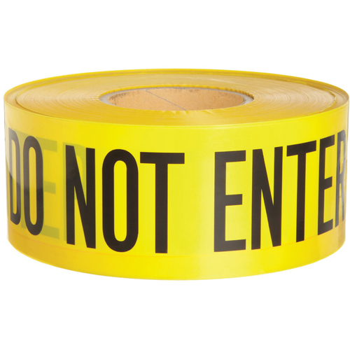 Barricade Tape, English, 3" W x 1000' L, 3 mils, Black on Yellow Nia-Chem Ltd.