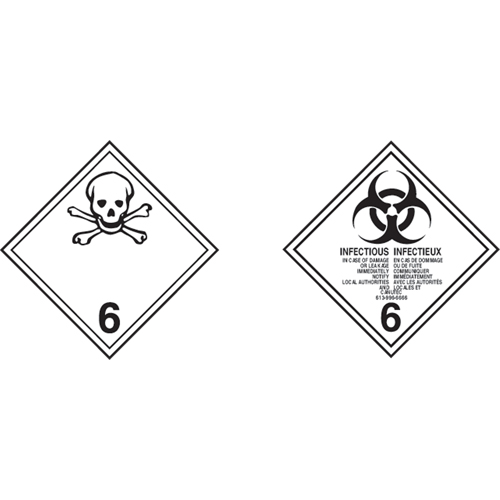 TDG Shipping Labels, Class 6.1, Toxic Substances, Vinyl Nia-Chem Ltd.