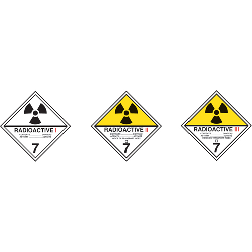 TDG Shipping Labels, Class 7, Radioactive I, Paper Nia-Chem Ltd.