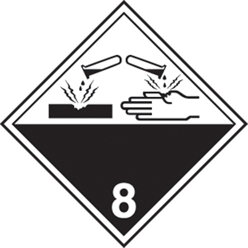 &eacute;tiquettes d'exp&eacute;dition TMD, Classe 8, Corrosifs, Papier Nia-Chem Ltd.