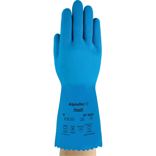 AlphaTec&reg; 87-029 Gloves, Size Small/7, 12" L, Rubber Latex, Nylon Inner Lining, 50-mil Nia-Chem Ltd.